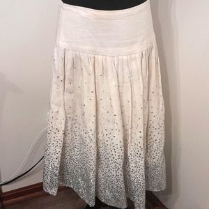Marciano Cream Pleated Skirt with Silver Sequins. 6
